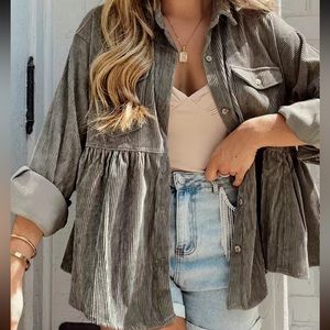 Corduroy baby doll shacket